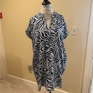 Entro Blue and White Striped Dress